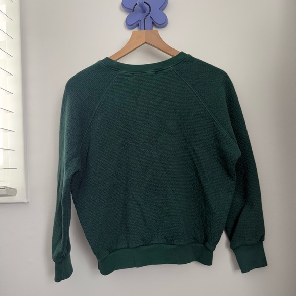 perfectwhitetee XS Thom French Fleece Shrunken Pullover Crew Neck Evergreen - Picture 4 of 6